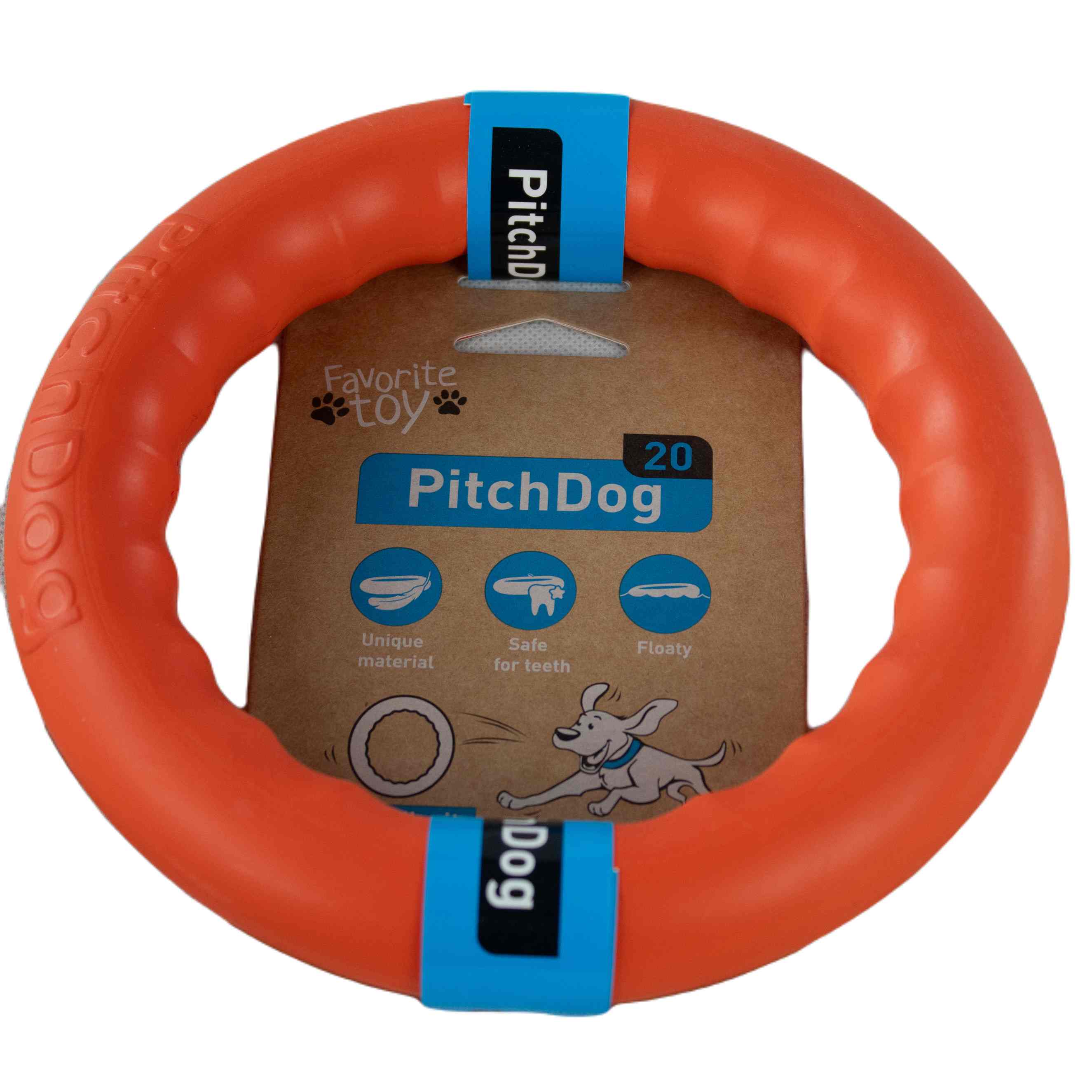 PitchDog | Hundespielzeug | Orange | Größe 20 cm | Hundering | Wurfspielzug für Hunde