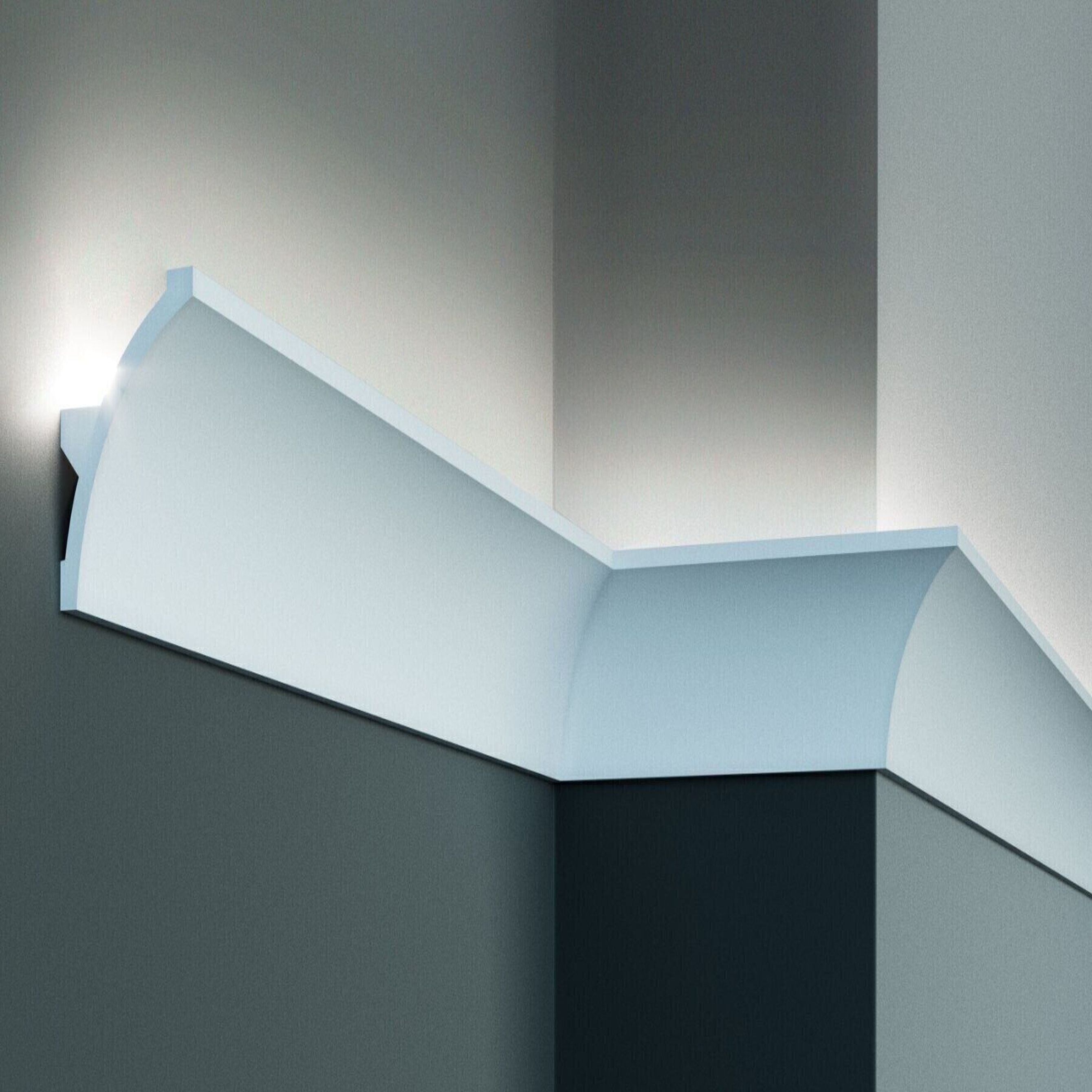 Elite Decor | Angle intérieur "KF702" | Polyuréthane | 60 x 80 x 200 mm | Blanc | Angle pour moulures