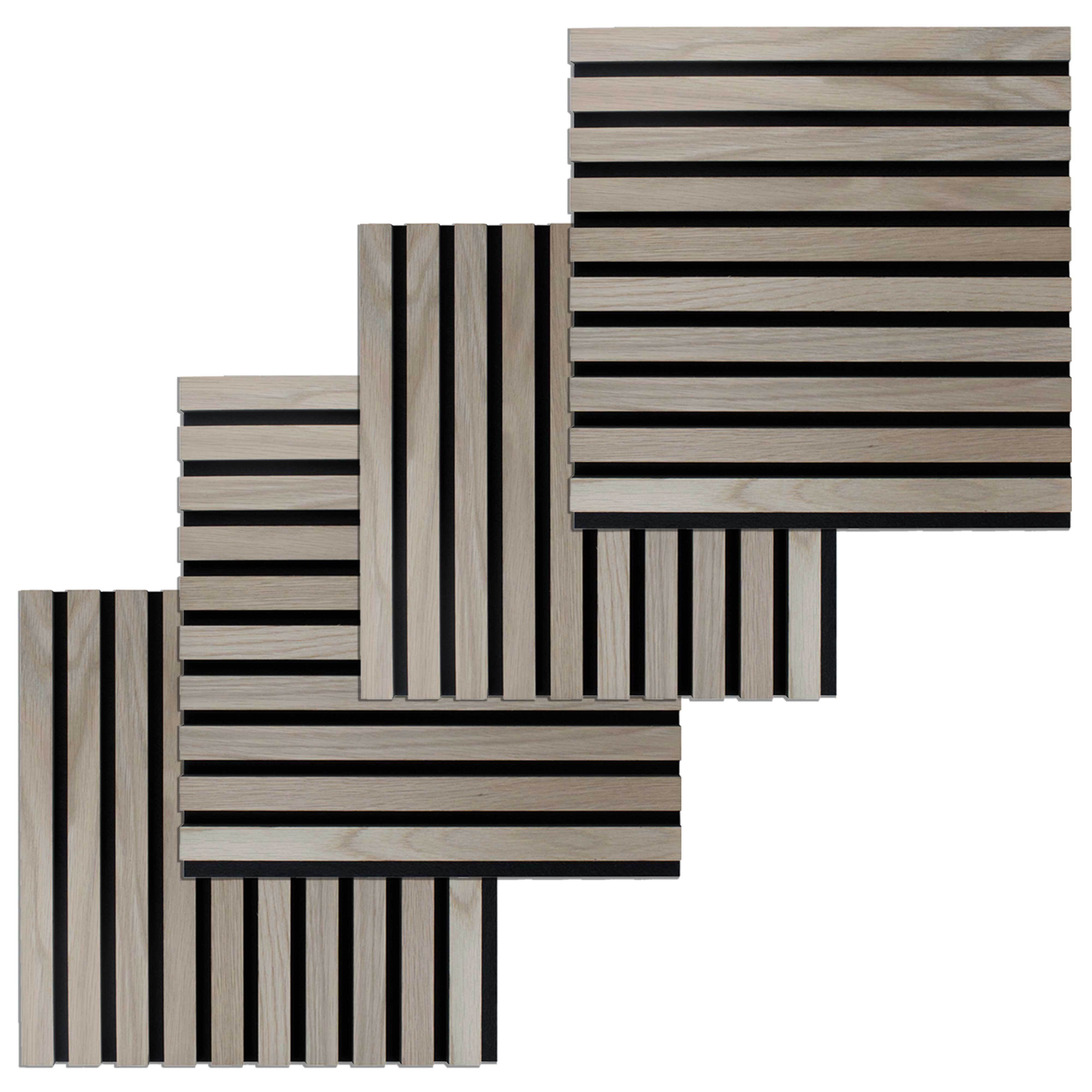 PROVISTON Panneau acoustique Lot de 4 - 400 x 400 x 21 mm noyer Panneaux muraux absorbants en MDF